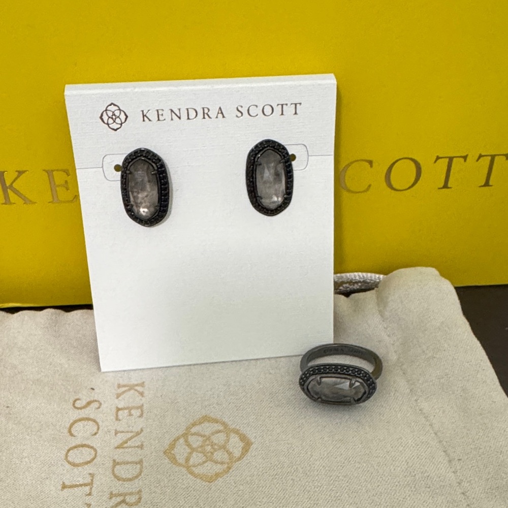 Kendra Scott Smoky Black Earrings and Ring Set